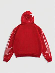 ROMWE MEN Street Life sweat-shirt à capuche décontracté à imprimé figuratif pour hommes, automne/hiver - Rouge - Voir 2