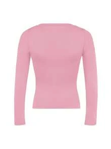 INAWLY Solva 女士休闲纯色圆领修身短款 T 恤，秋季