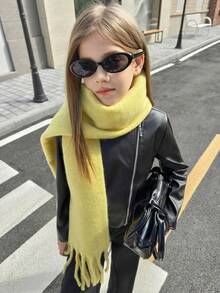 Cool och snygg kort jacka i konstläder för flickor, långärmad - Svart - Visa 7