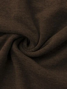 Elamini 1 Áo thun nữ cổ tròn ren đen xám viền bất đối xứng, thích hợp mặc hàng ngày, đi học, xuân/thu/đông - màu nâu - Xem 5