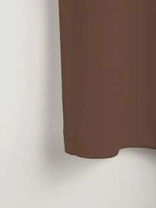 INAWLY Pearl Decor Round Neck Casual Versatile Women Sleeveless Top - Chocolate Brown - View 4