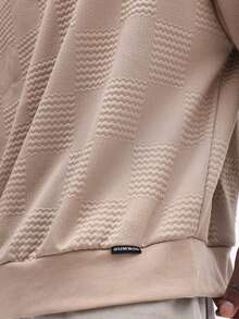 SUMWON Beige Textured Knit Pullover Hoodie With Waffle Pattern And Drawstring Hood For Fall Winter Streetwear Plain - Khaki - View 2