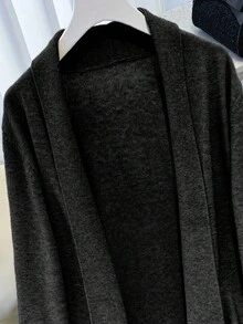 Franclia 女士纯色休闲百搭长袖开衫毛衣 - 黑色 - 查看 3