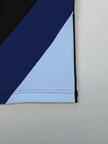 Manfinity Swimmode Men's Summer Beach Vacation Contrast Color Drawstring Waist Swim Trunks Shorts - Black - View 7