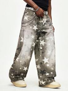 Street Life Quần jeans ống đứng in họa tiết ngôi sao dành cho nam - xanh quân đội - Xem 6