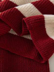 女童黑白条纹加厚针织衫上衣和打底裤套装，秋冬季