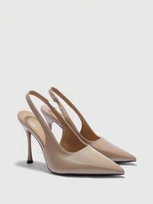 CUCCOO BIZCHIC Minimalist Solid Color Closed Toe Stiletto Heel Women Pumps For Christmas - Apricot - View 7