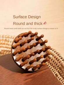 1PC Massage Tickle Relieve And Relax Head Massage Tool Natural Sandalwood Wide Toothed Comb With Scalp Massage Function, Compact, Portable And Durable,Gua Sha,Lymphatic Drainage,Cellulite,Back Scratchers,School,Back To School,Travel,Travel Essentials,Home Essentials,Spa,Massage Tool,Massage,Massager,Spa - Multicolor - View 4