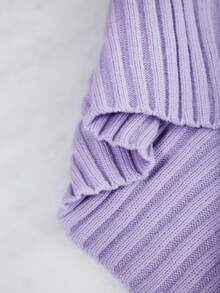 Eassivo Eassivo Women's Solid Color Cropped Casual Versatile Daily Commute Long Sleeve Sweater - Purple - View 7