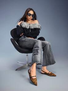 CUCCOO GRLICON Women's Fashionable Versatile Commuter Leopard Print Buckle Flats For Christmas - Brown - View 6