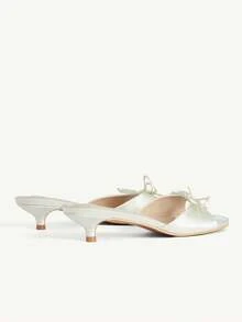 CUCCOO CHICEST Giày sandal đế mỏng đính nơ thời trang dành cho nữ, thích hợp để mang hàng ngày - Màu be - Xem 11