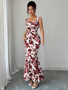 Elenzga A Sleeveless Long Dress For An Elegant Summer Vacation For Ladies - Burgundy - View 3