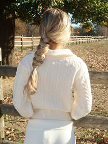 Sydney Algeri New Arrival Casual Loose Half-Zip Sweater For Women, Autumn - White - View 1
