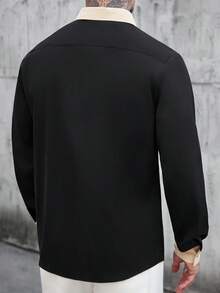 Manfinity CasualCool 男士休闲商务衬衫，撞色拼接领口和前襟纽扣 - 彩色 - 查看 2