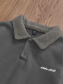 SWAVVY Áo nỉ dài tay lót nhiệt dáng rộng dệt kim thoải mái cho nam, mùa thu/đông - Màu xám đen - Xem 4