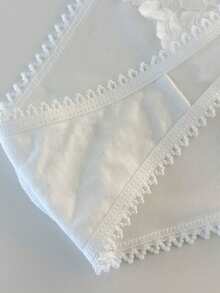 Pom Pom Decor Lace Panty Lingerie - White - View 5