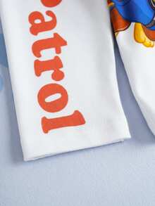 SHEIN | PAW Patrol Young Boy Cute Cartoon Dog Print Crew Neck Long Sleeve Knit T-Shirt