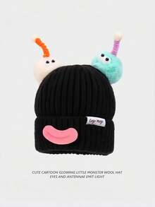 Zazumi New Style Funny Knitted Hat Windproof And Cold-Proof Ear Protection Hat, Hoodie Hat For Girls. Silly Hat, Autumn And Winter Knitted Hat, Cute Girls' Face Slimming Knitted Hat, Sausage Mouth Yarn Hat, Monster Hat - Multicolor - View 7