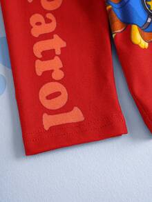 SHEIN | PAW Patrol Young Boy Casual Cartoon Dog Print Round Neck Long Sleeve Knit T-Shirt, Spring/Autumn - Red - View 7