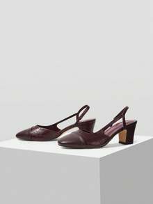 MOTF WOMEN'S EUROPEAN AND AMERICAN NEW COMFORTABLE AND SIMPLE SPLICING WITH HIGH HEELS - Burgundy - View 4