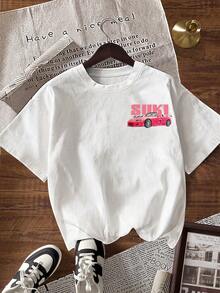 INAWLY Women's Casual Slogan Printed Round Neck Short Sleeve T-Shirt