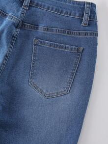 GlowEve Women's Fashion Casual Flared Jeans With Pockets And Ruffle Hem - Blue - View 3