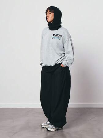 SURIMA 休闲简约印花圆领宽松女式卫衣