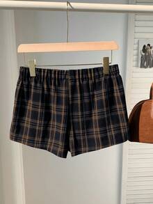 SHEIN Tween Girls Plaid Minimalist Casual Shorts - Multicolor - View 7