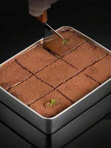 Madebyblanc 1pc/2pcs A Stainless Steel Square Flat Plate With A Lid, Suitable For Tiramisu, Baking And Serving Dishes - Multicolor - View 10