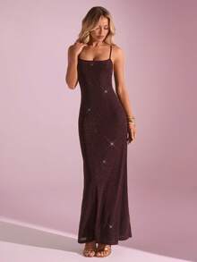 Glamine Women's Elegant Sexy Knit Camisole Bodycon Maxi Dress - Purple - View 6