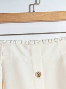 Franclia Plus Size Women French Button Decor A-Line Skirt - Apricot - View 4