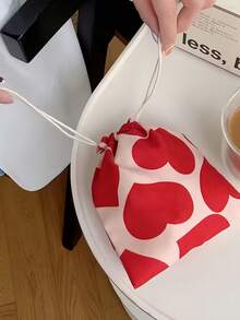 Joivida 1PC Heart Design Small Makeup Bag Portable Drawstring Cosmetic Pouch For Lipstick Nail Polish Organizer Travel Toiletry Bag Gift For Women Friends Relatives Birthday Present - Multicolor - View 7