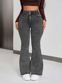 Vaqueros Acampanado mujer  mujer pantalon de mujer pantalón de mujer pantalones para mujer pantalón pantalones de dama pantalones baggy - Negro - Ver 5