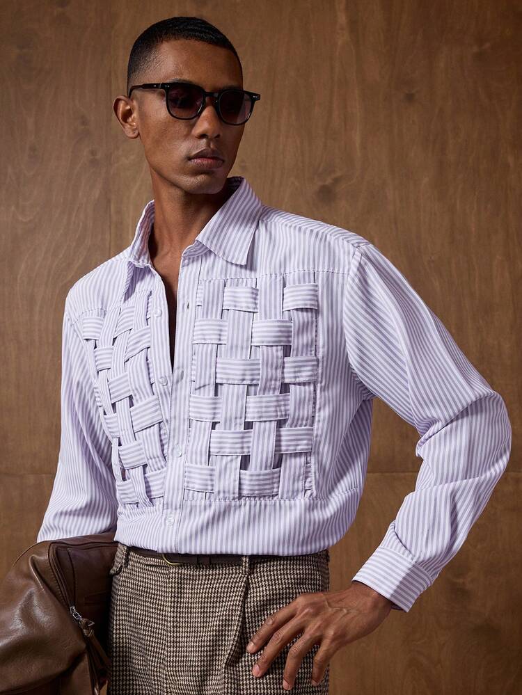 Men's Casual Striped Long Sleeve Shirt, Autumn