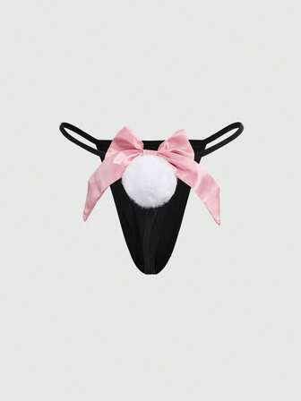 Kawaii Slip da donna con fiocco carino e pallina soffice