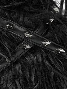 ROMWE Grunge Punk Ba lô nữ, Túi nhung, Túi nhung kiểu punk đinh tán, Phụ kiện mặt dây chuyền, Móc khóa hình thỏ, Thời trang, Cá tính, Đa năng, Mua sắm, Đường phố, Cô gái ngọt ngào và cá tính, Cô gái sành điệu, Phong cách Y2K, Hàng ngày, Mùa thu và mùa đông (Mẫu ngẫu nhiên) - màu đen - Xem 5