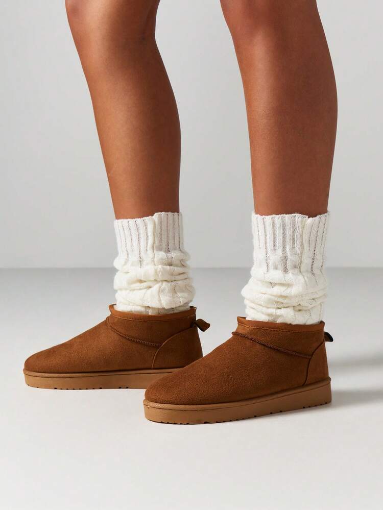 MISSGUIDED Faux Suede Ankle Boots With Bow Detail Flat Sole Winter Fall Slip On Booties