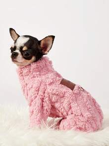 PETSIN 1 New Pet Korean Powder Four Legged Coat With Thickened Leather Label That Can Be Used To Tow Pets, Dogs, Cats, Clothes, Cat Supplies, Autumn And Winter Magic Bucket - Pink - View 5