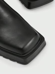 ROMWE Women's Fashion Versatile Commuting Thick Sole Wedge Knee-High Boots For Christmas - Black - View 4