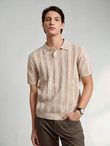 RONVEXI Camiseta de punto de manga corta con media cremallera, de unicolor y versátil, para hombre