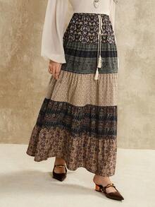 Florisole Váy thắt eo họa tiết hoa nhỏ thanh lịch dành cho nữ, mùa thu - Nhiều màu - Xem 1