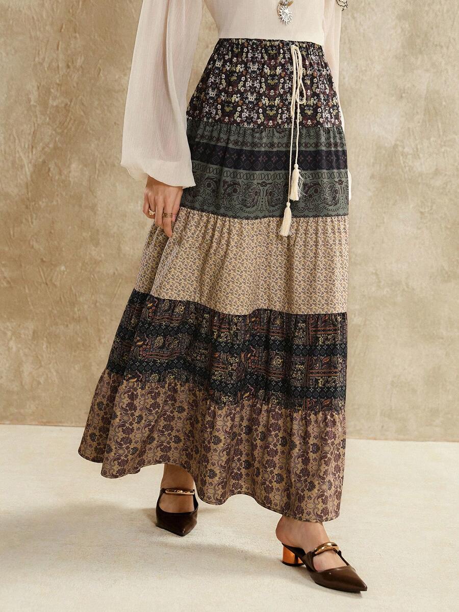 Florisole Váy thắt eo họa tiết hoa nhỏ thanh lịch dành cho nữ, mùa thu - Nhiều màu - Xem 1