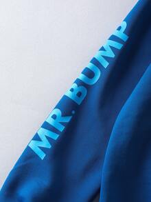 Mr Men Little Miss X SHEIN Tween Boy Casual Cartoon & Letter Graphic Crew Neck Sweatshirt, Autumn - Blue - View 6