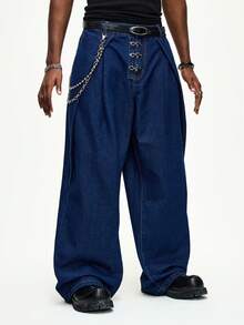 ROMWE MEN Street Life Casual Loose Straight-Leg Men's Jeans - Blue - View 6