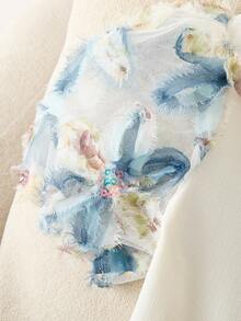 Đầm công chúa cổ tròn tay ngắn, thanh lịch, dễ thương, thoải mái cho bé gái, thích hợp mặc hàng ngày, mùa xuân/hè - trắng - Xem 5