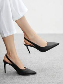 CUCCOO BIZCHIC 女士优雅尖头高跟鞋，简约设计，通勤必备 - 黑色 - 查看 3
