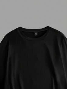 EMERY ROSE Koszulka damska z okrągłym dekoltem i długim rękawem w dużym rozmiarze, czarna