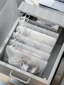 Frosted Organizer Bags With Zipper - Keep Items Tidy For Underwear, Makeup, Stationery (1/5/10/15/20 Packs) - Clear - View 4