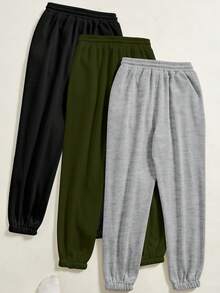 SHEIN LUNE 女士休闲抓绒连帽衫，抽绳腰带和束脚裤，撞色套装 - 彩色 - 查看 2