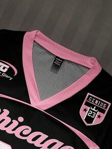 Slaydiva 2026春夏休闲运动套装，女士两件套休闲套装，饰有“芝加哥”赛车英文图案印花 - 彩色 - 查看 4